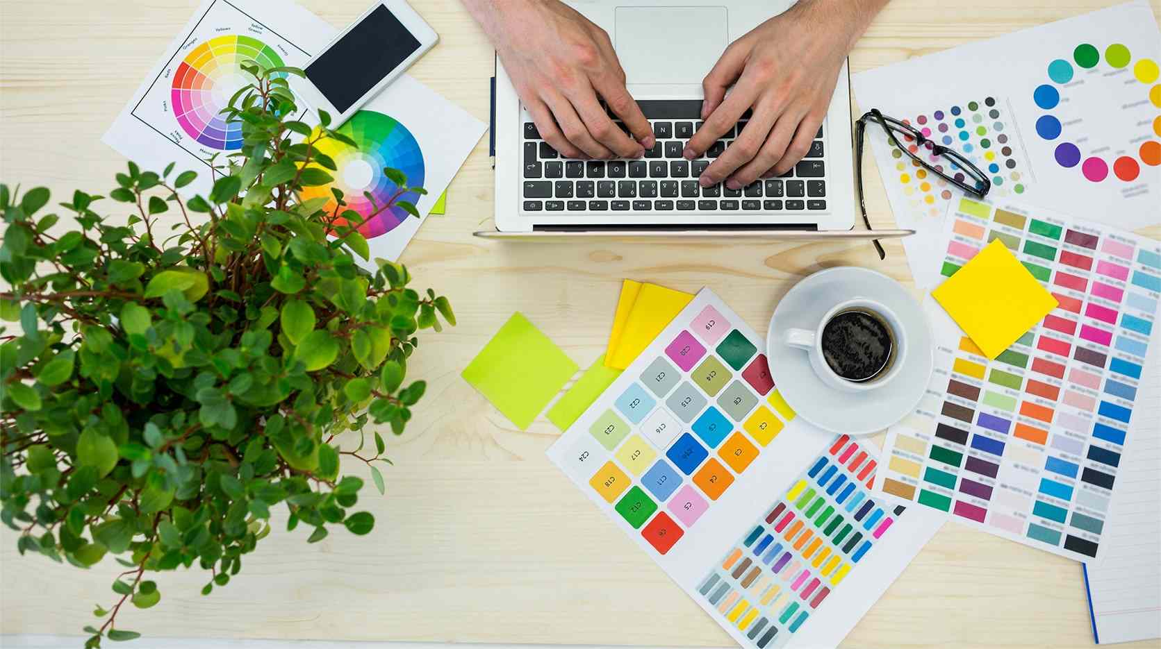 Graphic designer working with colours