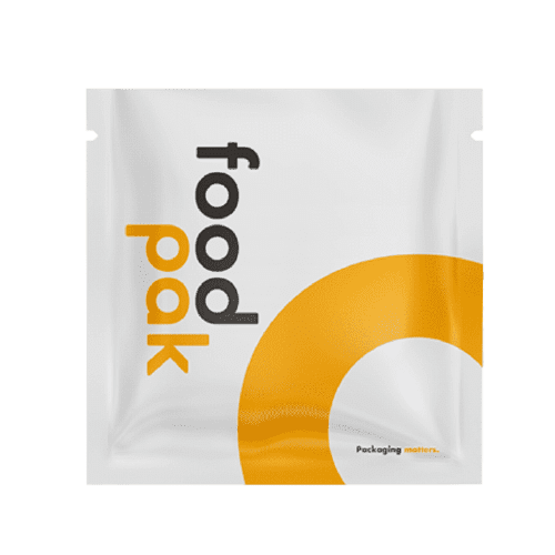 Custom 2 side seal foldover pouch with FoodPak branding