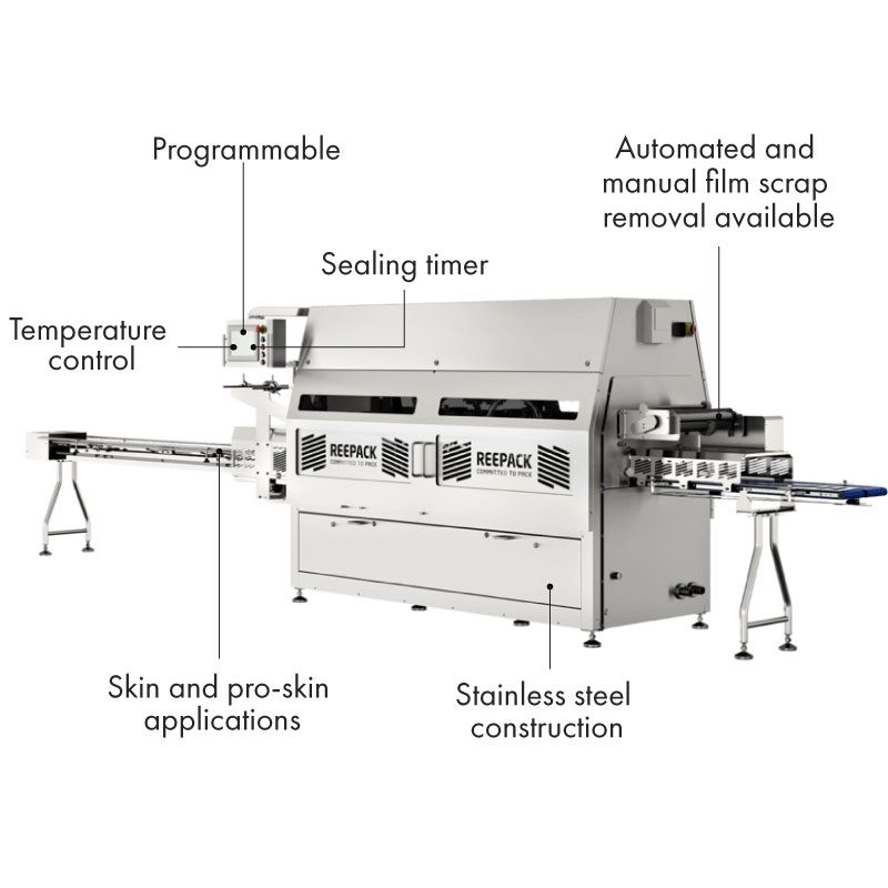 ReeMaster tray sealer with features listed on machine