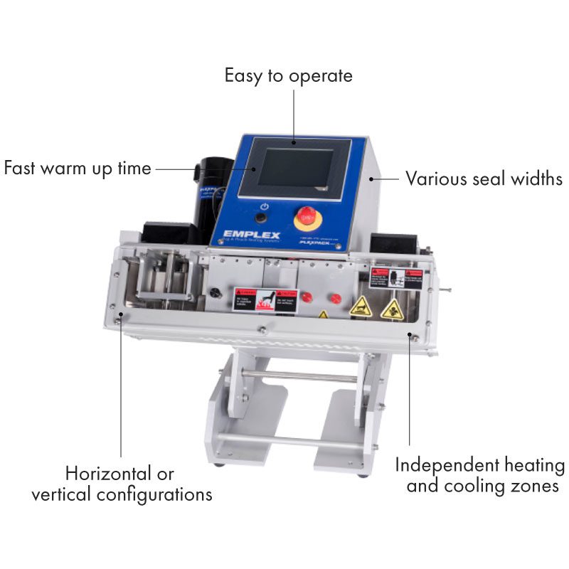 Tabletop band sealer with features listed