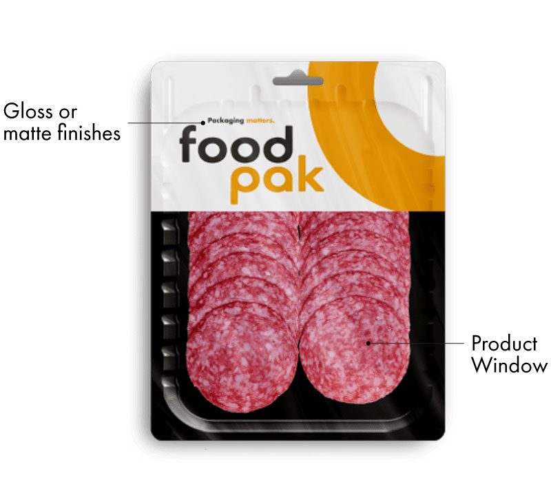 Custom printed skin film on salami packaging