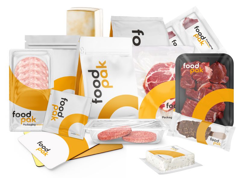 Group shot of custom printed packaging for frozen foods