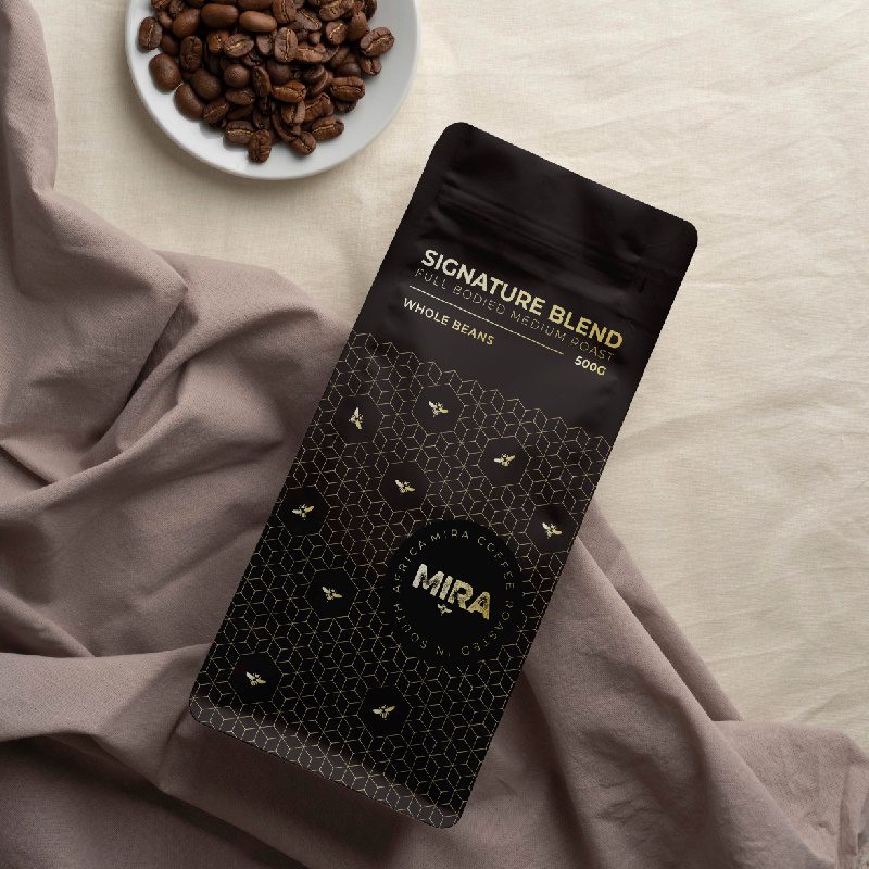 Mira coffee bag with geometric patterns