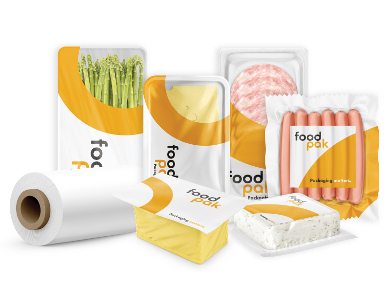 Group shot of thermoformed packaging with flexible, rigid, vacuumed and modified atmosphere packaging