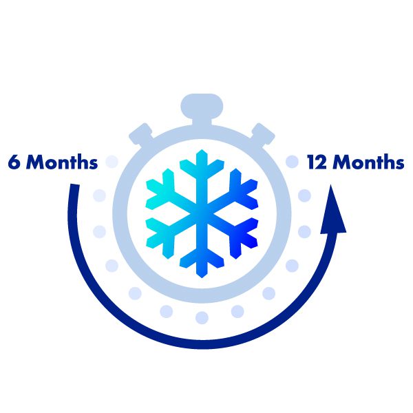Freezer time icon from 6 to 12 months
